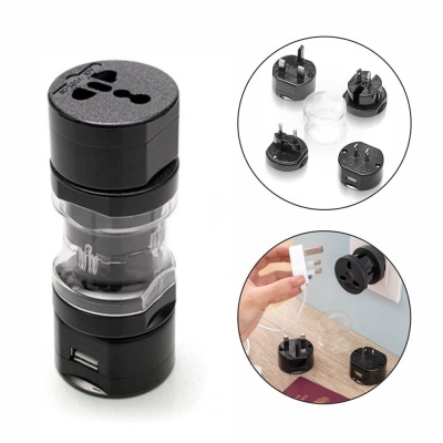 Ficha Adaptadora Viagem Universal Preta