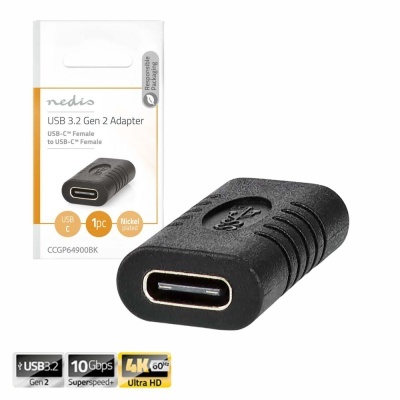 Ficha Adaptadora USB-C 3.2 Fêmea  Fêmea 10Gbps