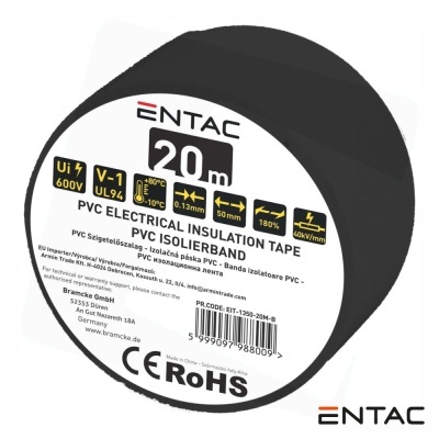 Fita Isoladora Preto 20M 0.13x50mm ENTAC