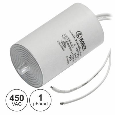 CONDENSADOR ARRANQUE 1uF 450V + TERRA C FIOS