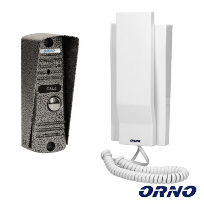 Intercomunicador metal cinza e plástico branco ORNO com botão CALL