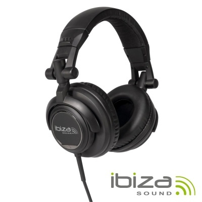 Auscultadores pretos over-ear acolchoados com marca ibiza SOUND