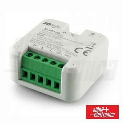 Sensor Wi-Fi branco JOLight com conexões verdes e texto impresso sobre fundo branco