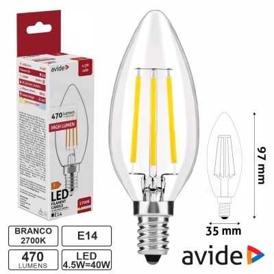 Lâmpada LED tipo vela Avide 4,5W com embalagem