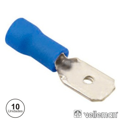 TERMINAL FASTON MACHO ISOLADO 6.4MM 10X AZUL VELLEMAN