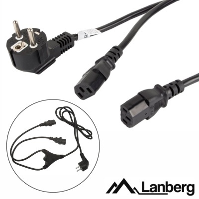 Cabo Alimentação p 2x IEC C13 Fêmea 2m LANBERG