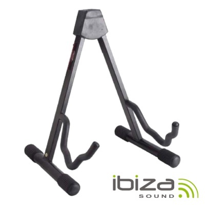 Suporte para guitarra metálico preto com logo Ibiza Sound