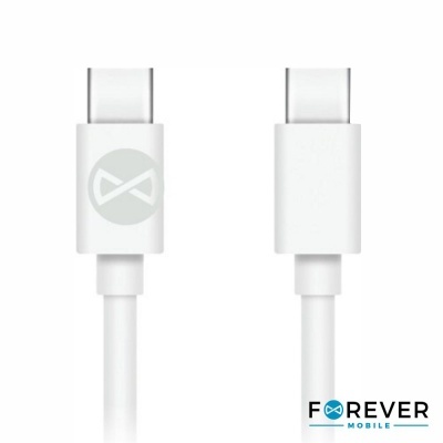 Cabo USB-C Macho  USB-C Branco PD 3A 1m FOREVER