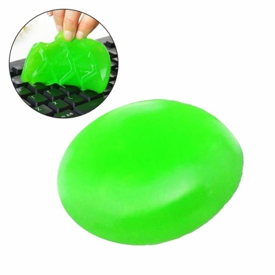 Limpa teclados verde fluorescente em gel com textura lisa