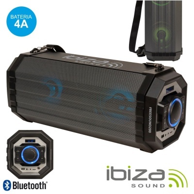 COLUNA BLUETOOTH PORTÁTIL 20Wrms USBBTAUXBAT LED IBIZA
