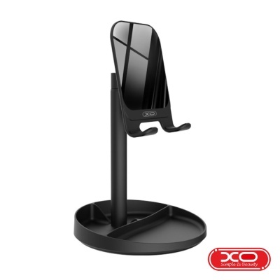 Base de telemóvel preta com suporte ajustável e bandeja divisória XO SIMPLE IS BEAUTY