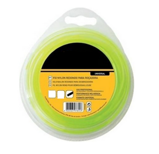 Fio nylon redondo verde para roçadora em embalagem plástica