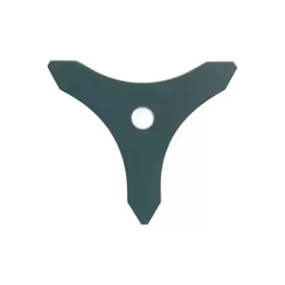 Lâmina de metal preto com três pontas e orifício central