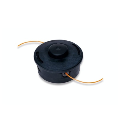 Cabeça de aparador de relva preta com linha laranja