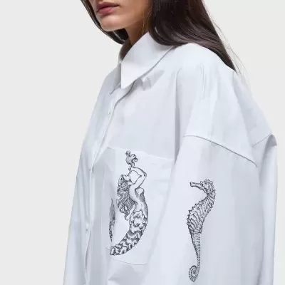 Vestido chemise curto siren off