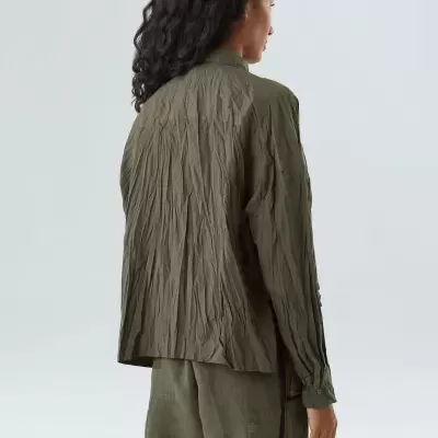 Camisa Cropped Tricoline Wrinkled