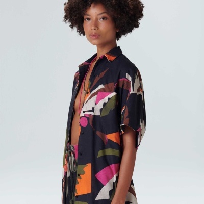 Vestido Chemise Coqueiro Curto Osklen