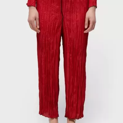 Calça Reta Wrinkled Satin Double Face Osklen