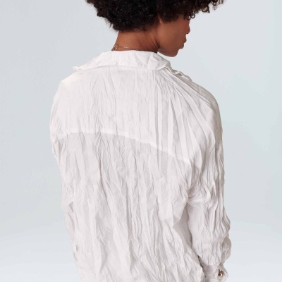 Camisa Cropped Tricoline Wrinkled