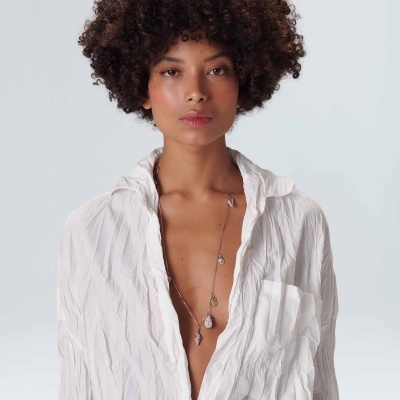 Camisa Cropped Tricoline Wrinkled