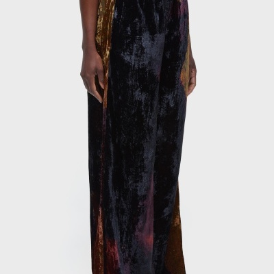 Calça Reta Velvet Glitch Rose Osklen