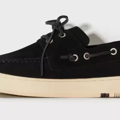 Sapato masculino navy preto com sola bege