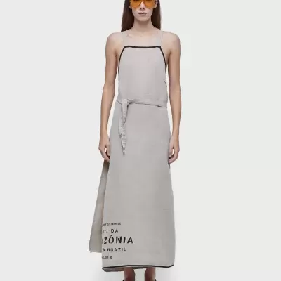 Vestido transpasse juta long double face