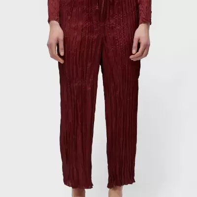 Calça Reta Wrinkled Satin Double Face Osklen