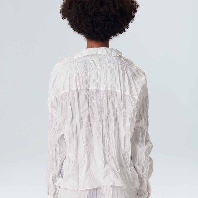 Camisa Cropped Tricoline Wrinkled