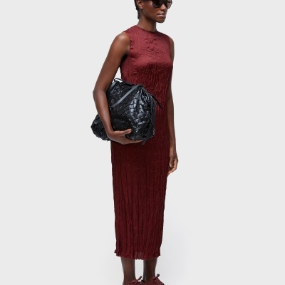 Vestido Sleeveless Wrinkled Satin Double Face Osklen