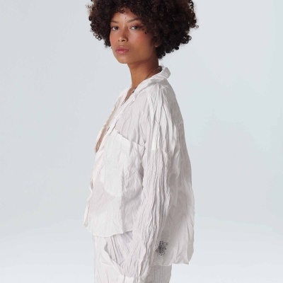 Camisa Cropped Tricoline Wrinkled