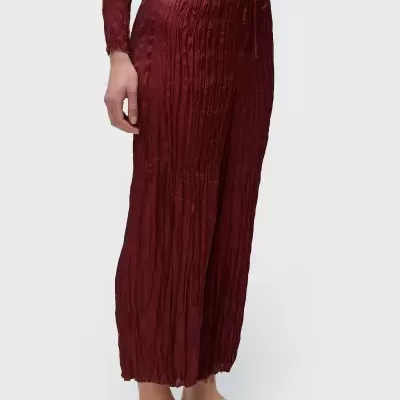 Calça Reta Wrinkled Satin Double Face Osklen