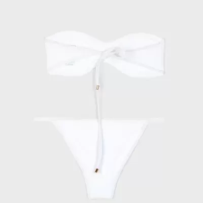 Biquíni branco tipo bandeau com braguita