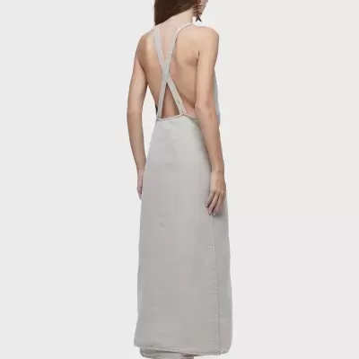 Vestido transpasse juta long double face