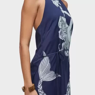 Vestido transpasse ocean blue