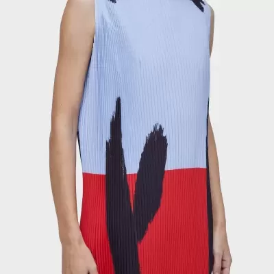 Vestido long plissado fiery