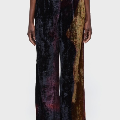 Calça Reta Velvet Glitch Rose Osklen