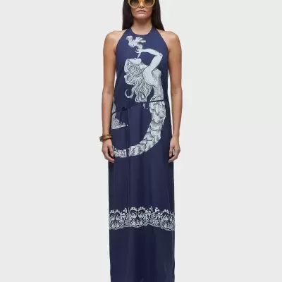 Vestido transpasse ocean blue