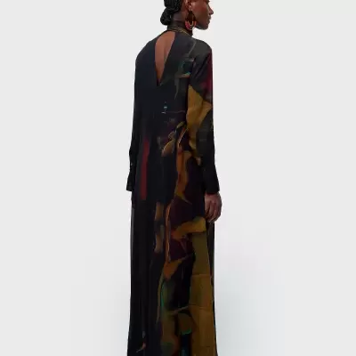 Vestido Gola Longo Glitch Rose Osklen