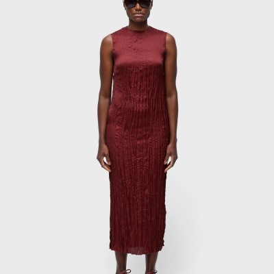 Vestido Sleeveless Wrinkled Satin Double Face Osklen