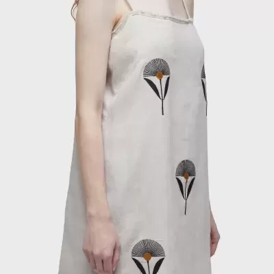 Vestido Alça Reto Bordado Sunflower Osklen