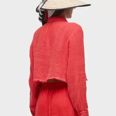 Camisa cropped linho reciclado