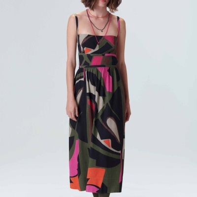 Vestido Folhagem midi Osklen