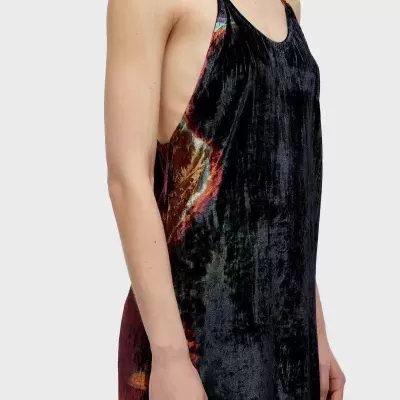 Vestido Alças Velvet Glitch Rose Osklen