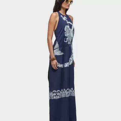 Vestido transpasse ocean blue