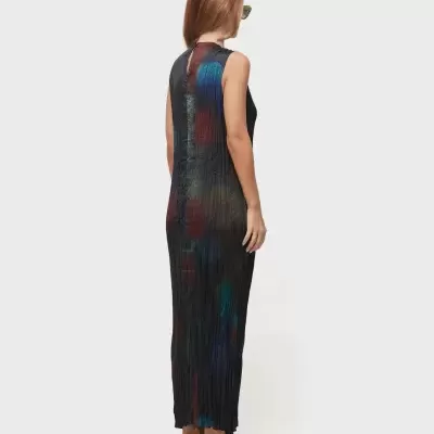 Vestido Wrinkled Satin Rose Blur Double Face Osklen