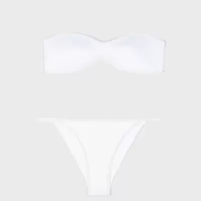 Conjunto de biquíni branco tomara que caia