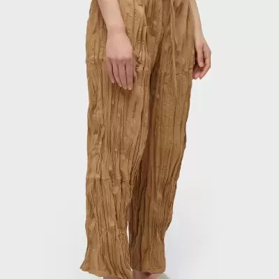 Calça Recortes Tricoline Wrinkled