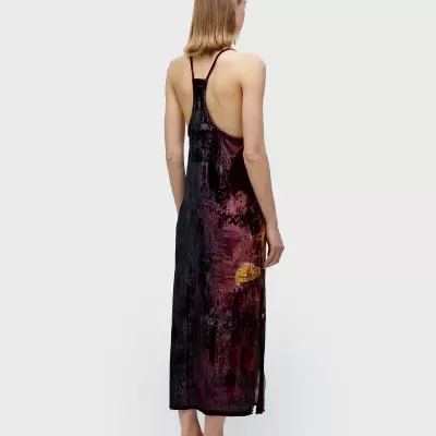 Vestido Alças Velvet Glitch Rose Osklen