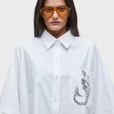 Vestido chemise curto siren off